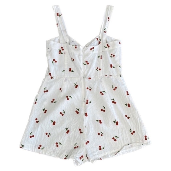 Cherry Print Romper Red White Size Small - Picture 2 of 3